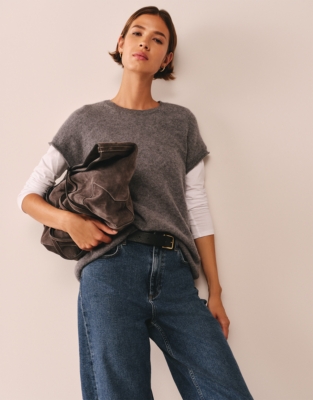 Layering Cashmere Extended Shoulder T-shirt