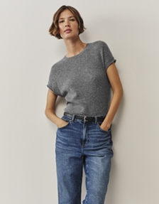 Layering Cashmere Extended Shoulder T-shirt