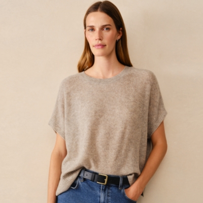 Layering Cashmere Extended Shoulder T-shirt