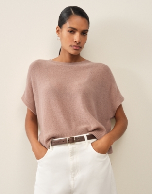 Layering Cashmere Extended Shoulder T-shirt