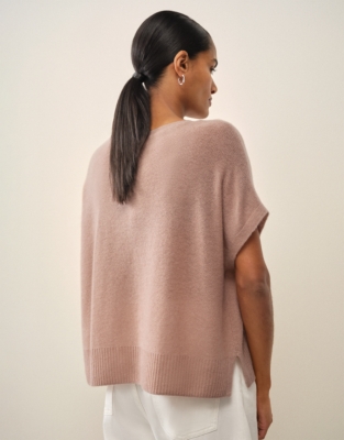 Layering Cashmere Extended Shoulder T-shirt - Rosebud Pink