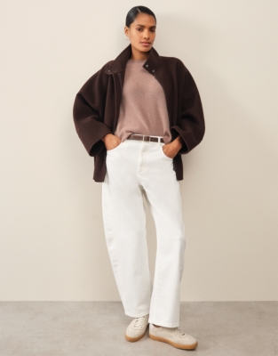 Layering Cashmere Extended Shoulder T-shirt - Rosebud Pink