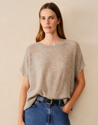 Layering Cashmere Extended Shoulder T-shirt
