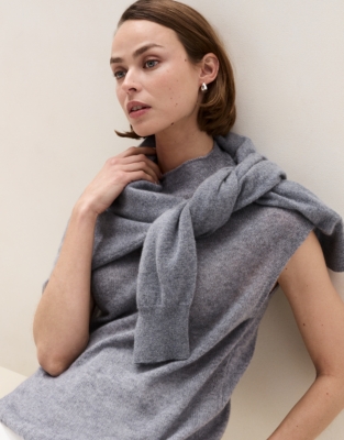 Layering Cashmere High Neck Knitted T-shirt