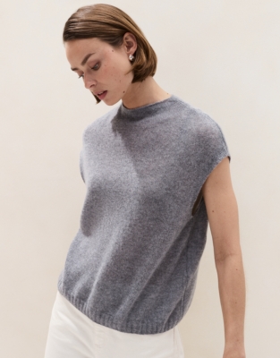 Layering Cashmere High Neck Knitted T-shirt