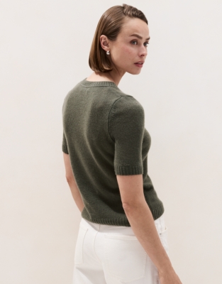 Layering Cashmere Knitted T-shirt - Eucalyptus