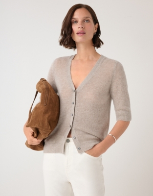 Layering Cashmere Short Sleeve Cardigan