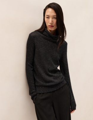 Layering Cashmere Sparkle Funnel Neck Jumper