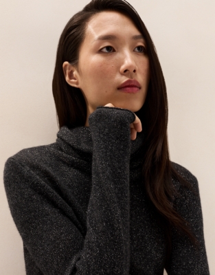 Layering Cashmere Sparkle Funnel Neck Jumper