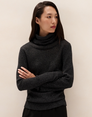 Layering Cashmere Sparkle Funnel Neck Jumper