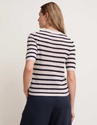 Layering Cashmere Stripe Knitted Tee