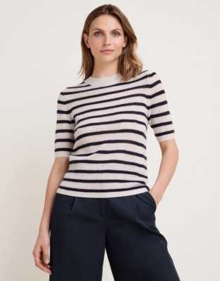 Layering Cashmere Stripe Knitted Tee