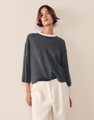 Layering Cashmere Wide Sleeve Jumper - Graphite
