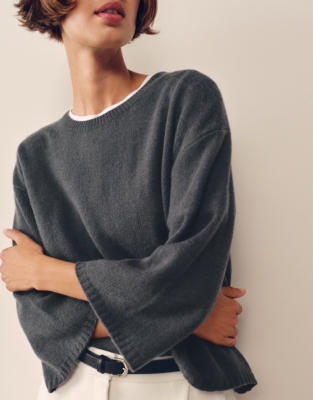 Layering Cashmere Wide Sleeve Jumper - Graphite