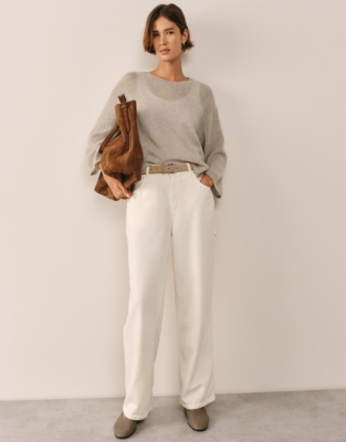 Layering Cashmere Wide Sleeve Jumper - Mid Taupe Marl