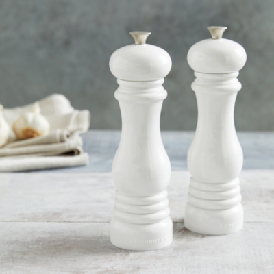 white salt and pepper mills