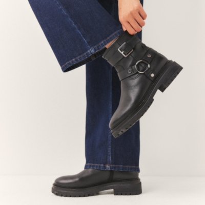 Leather Biker Ankle Boots Accessories Sale The White Company UK