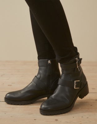 White company store biker boots