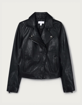 white company leather jacket