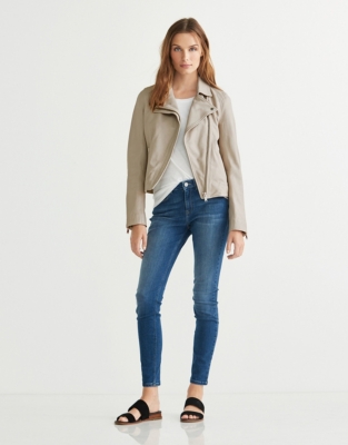 White company hot sale leather jacket