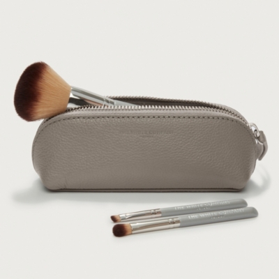 Leather Brush Case With Brushes