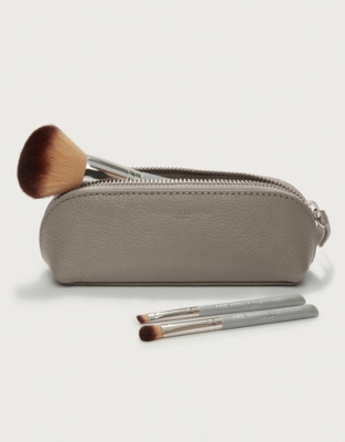 Leather Brush Case With Brushes