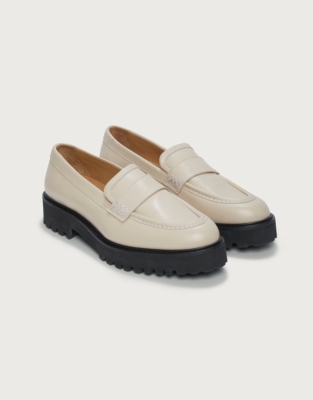 Cream hot sale leather loafers