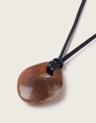 Leather Cord Irregular Resin Necklace