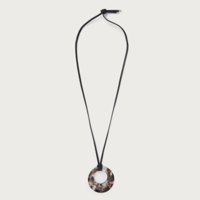 Leather Cord Resin Statement Necklace