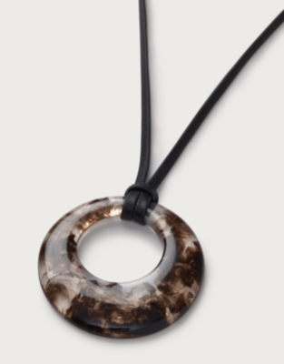 Leather Cord Resin Statement Necklace