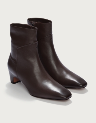 Leather Heel Ankle Boots
