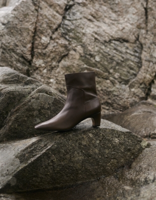 Leather Heel Ankle Boots