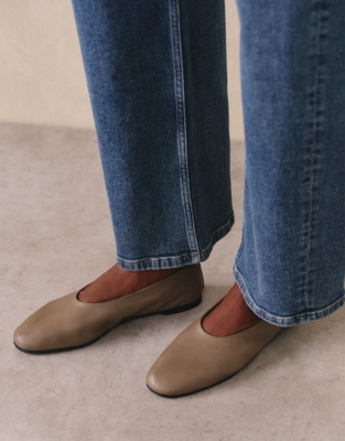 Leather High Vamp Ballet Shoes