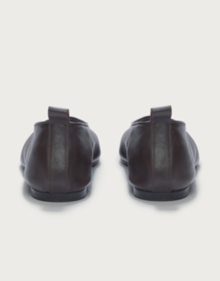 Leather High Vamp Ballet Shoes - Chocolate