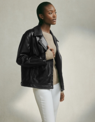 White company leather store jacket