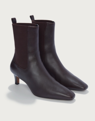 Leather Kitten Heel Boots