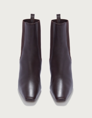 Leather Kitten Heel Boots