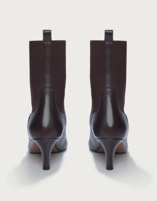 Leather Kitten Heel Boots