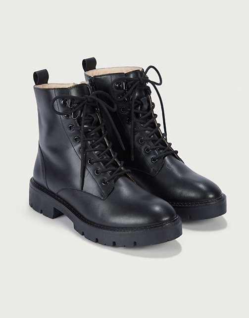 Leather Lace-Up Biker Boots | Shoes | The White Company US