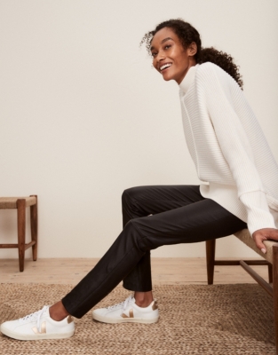 White Leather Trousers Womens Elastic Fleece Lined Leather Leggings -  Karanube