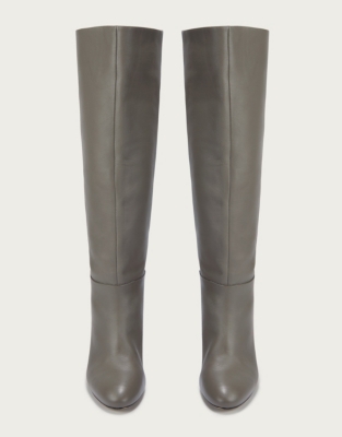grey leather slouch boots