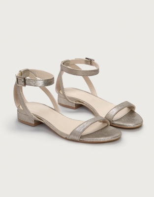 pewter low heel sandals