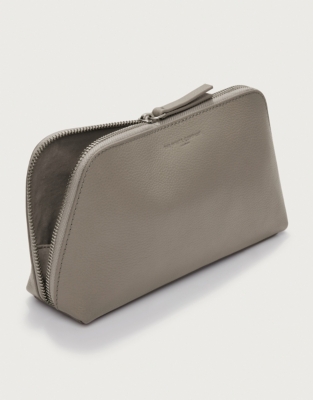 Grey leather makeup outlet bag