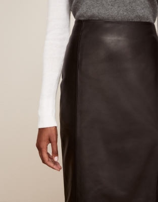 White company black outlet leather skirt