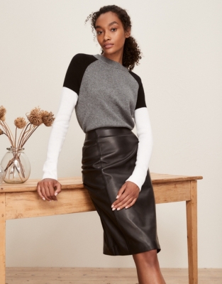 Leather Zip Through Maxi Pencil Skirt | Karen Millen