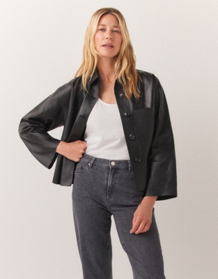 The white company leather on sale jacket