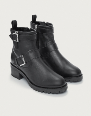 Leather Shearling Biker Boots | Accessories Sale | The White Company UK