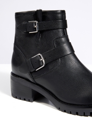 Leather Side Zip Biker Boots Accessories Sale The White Company UK