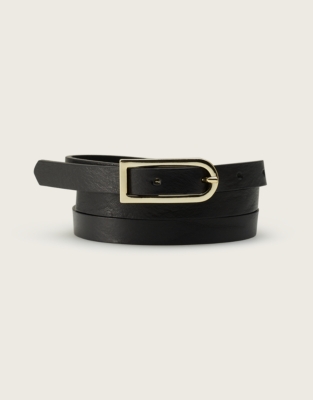 Leather Skinny Buckle Belt