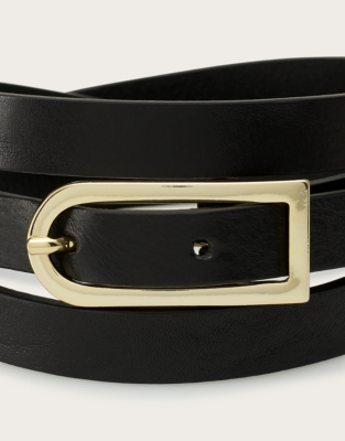 Leather Skinny Buckle Belt